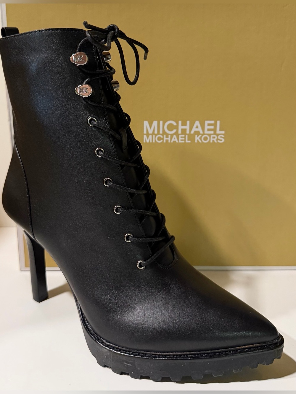 MICHAEL Michael Kors Black Lace-Up Stiletto Ankle Boots